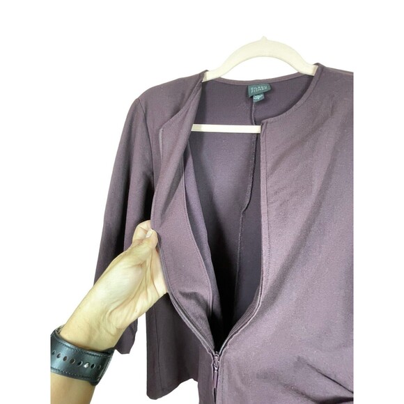 Eileen Fisher Jacket Women Small Merlot Full Zip Viscose Nylon Spandex Made USA - Picture 8 of 13